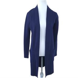 Joules Knitwear Long Open Cardigan Sweater Navy Blue US 2 Dark Academia